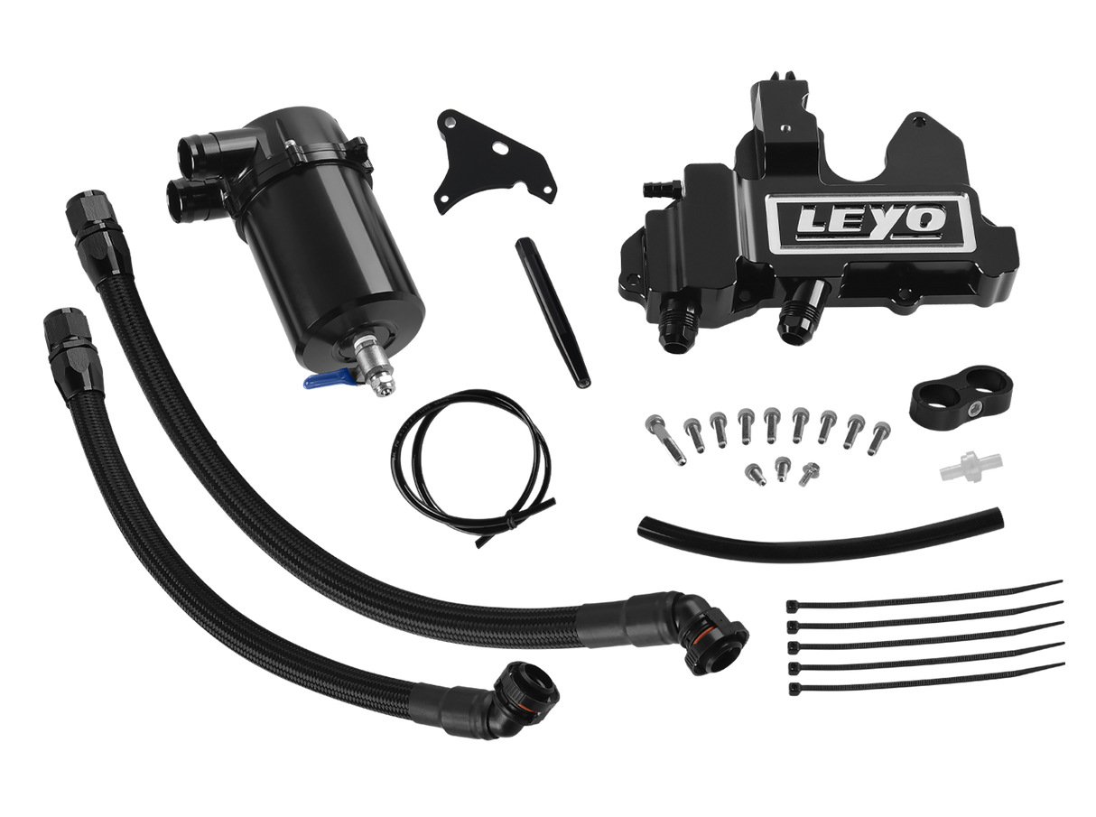 LEYO Motorsport | Oil Catch Can Kit (Black) - ModsDirect