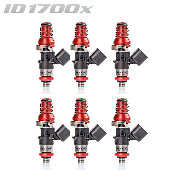 Injector Dynamics ID1750-XDS 48mm Injectors Set of 6 w/11mm Red Adaptor Top, 14mm Lower O-Ring - Universal