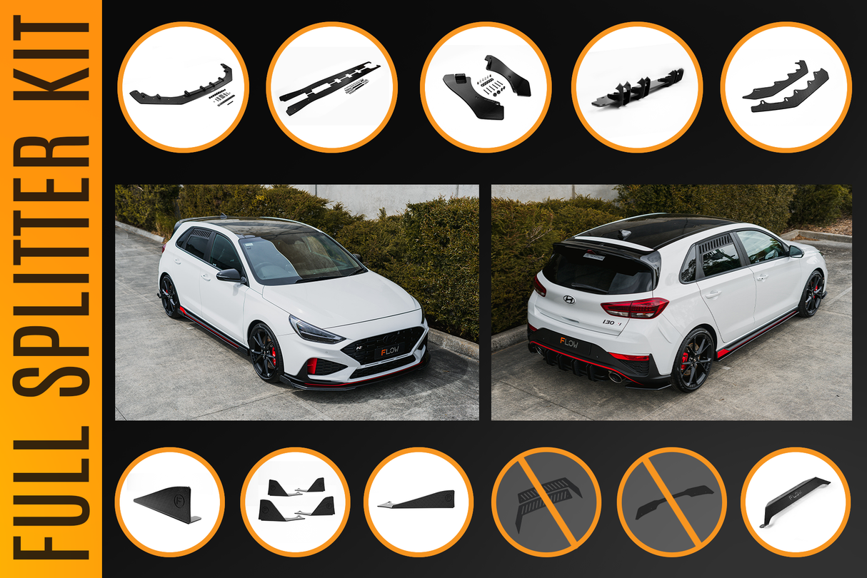 i30N Hatch PDE V6 FL2 2025 Full Lip Splitter Set - ModsDirect