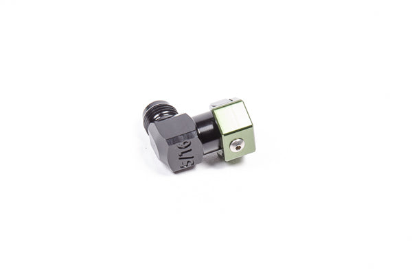 Radium SAE Female EFI Quick Connect to AN Male Low Profile Fitting- 5/16" SAE Female to 6AN Male 90 Degree