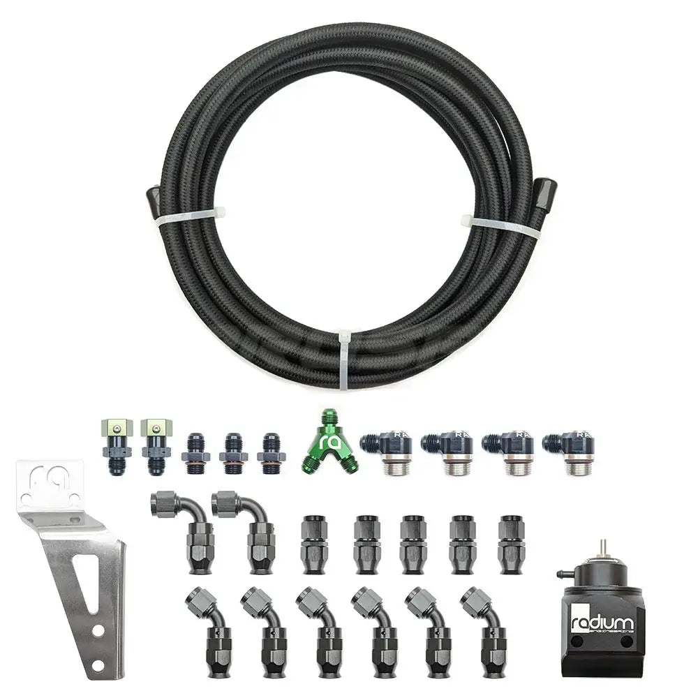 Radium Fuel Rail Kits suit Subaru EJ20/25- Fuel Rail Fittings: Straight Ends with 90 Degree Hose fittings, Fuel Press Reg:...