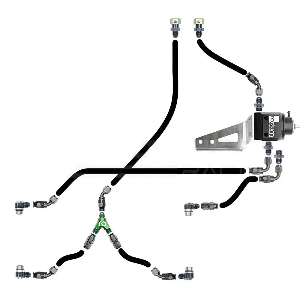 Radium Fuel Rail Kits suit Subaru EJ20/25- Fuel Rail Fittings: Banjo Swivels, Fuel Press Reg: Radium FPR with Mounting Bra...