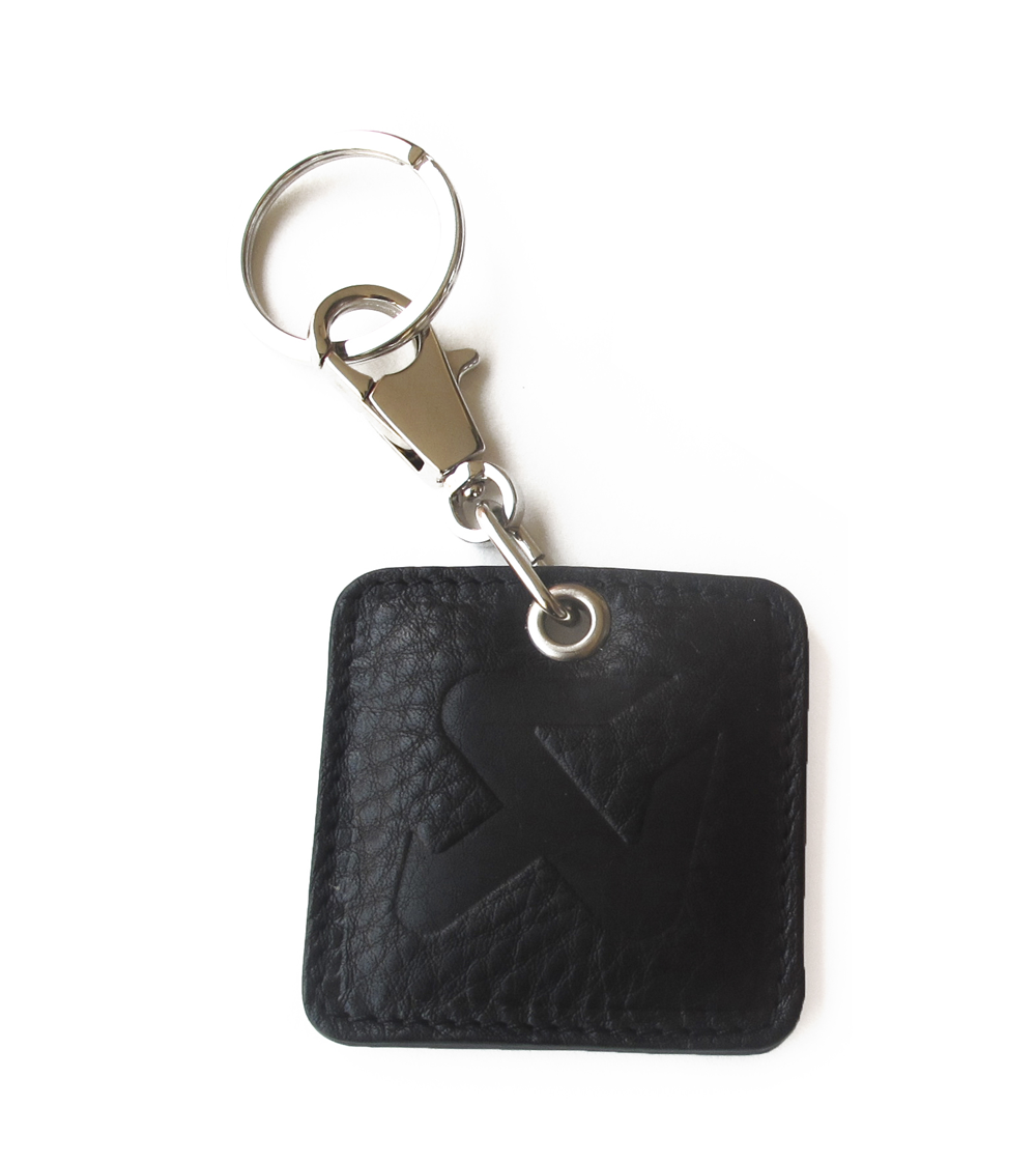 Akrapovic Square Leather Keychain - Black - ModsDirect