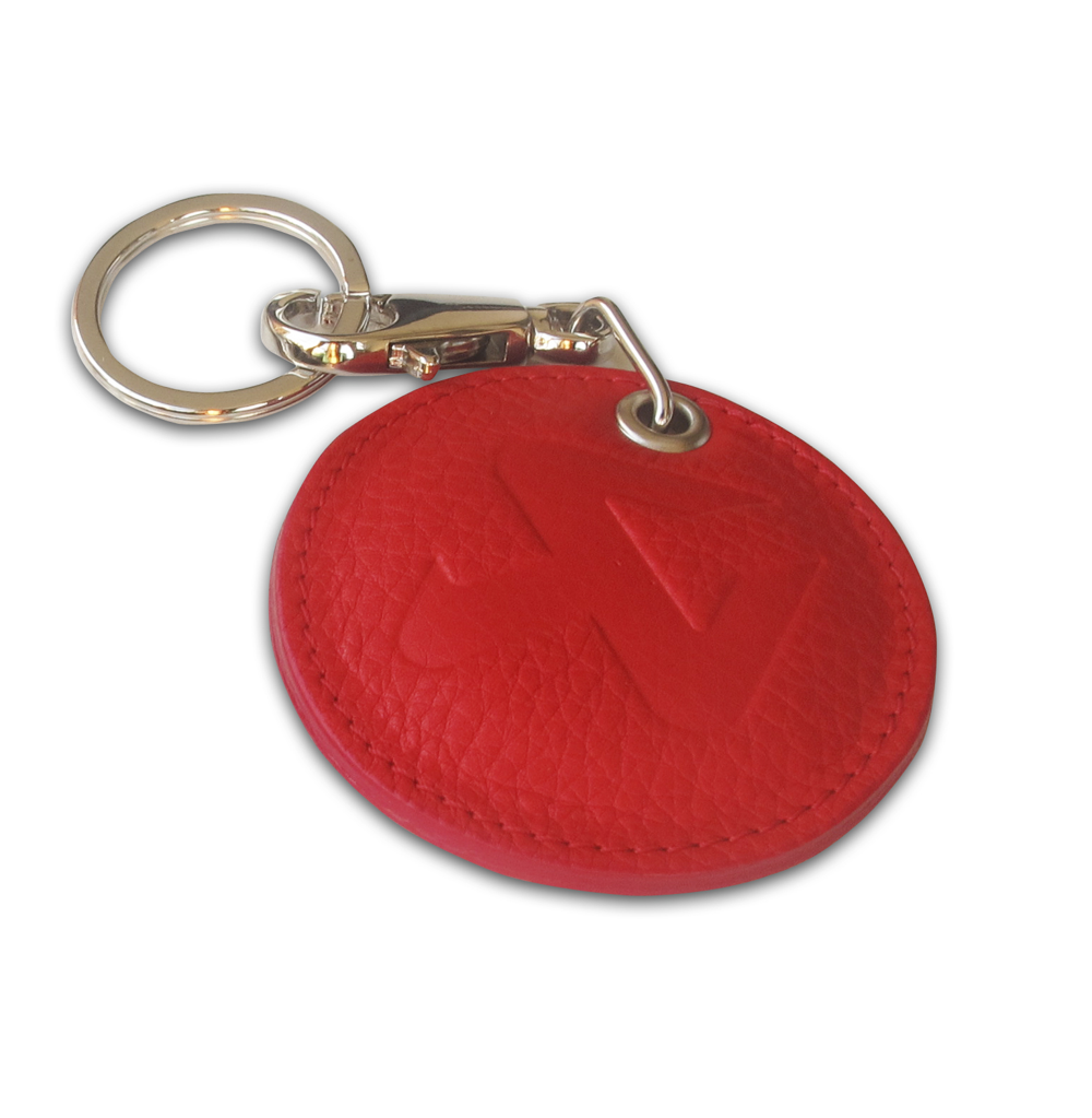 Akrapovic Round Leather Keychain - Red - ModsDirect