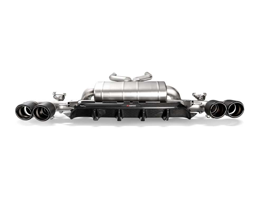 Akrapovic Rear Carbon Fibre Diffuser with Red/White Logo - Gloss for M5 (F90) - ModsDirect