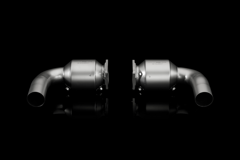 Akrapovic Link Pipe Set (100 cpsi cats, Titanium) for 997 Turbo / Turbo S 3.8L - ModsDirect
