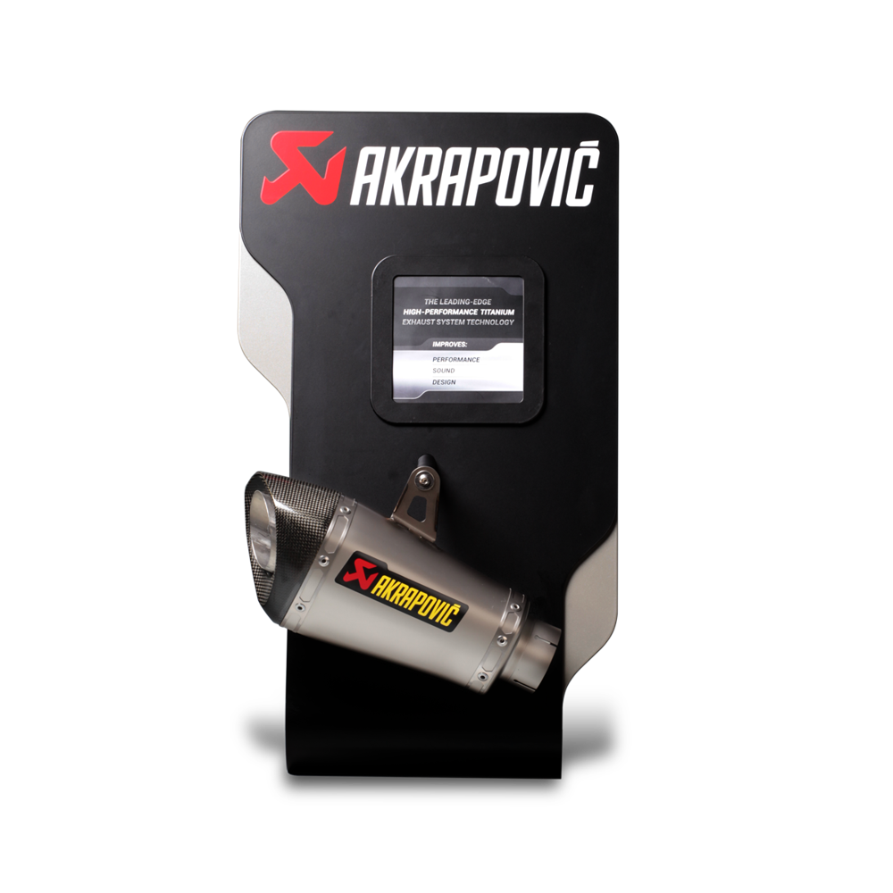 Akrapovic Counter Display with Sample Muffler - ModsDirect
