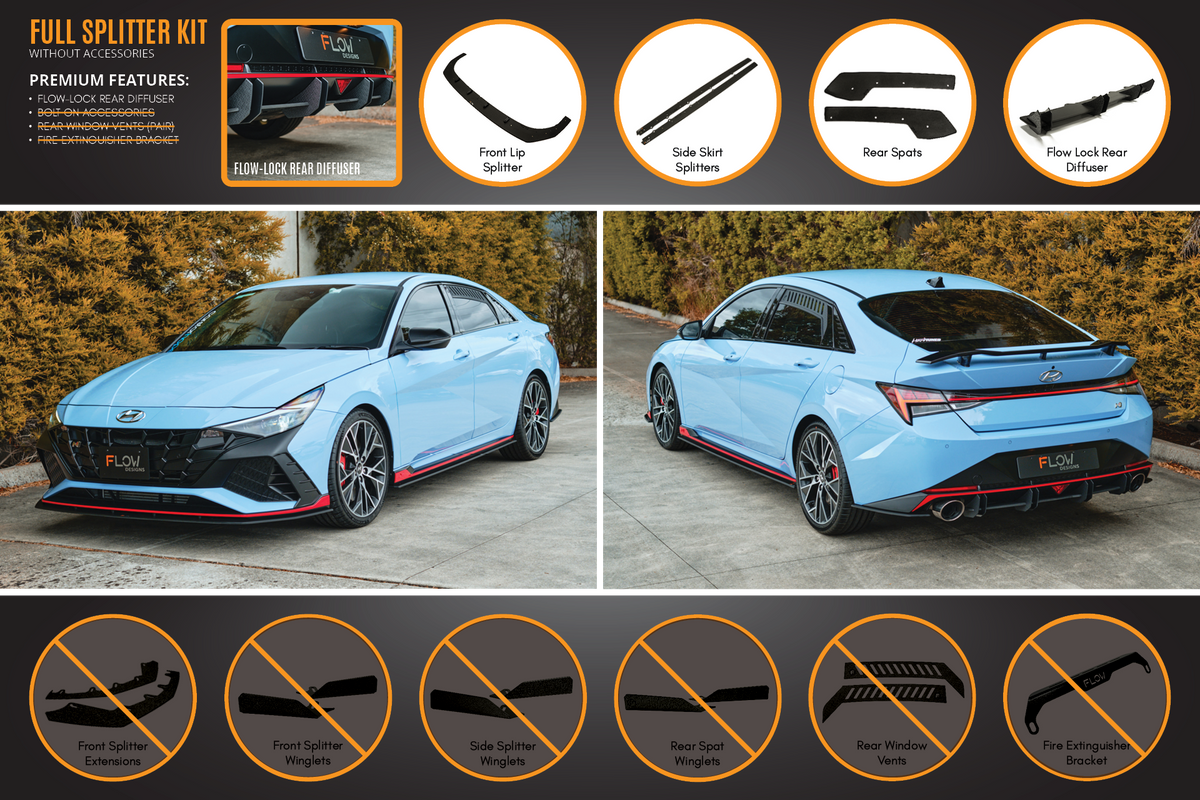 CN7 i30N Sedan 2021-2023 Full Lip Splitter Set