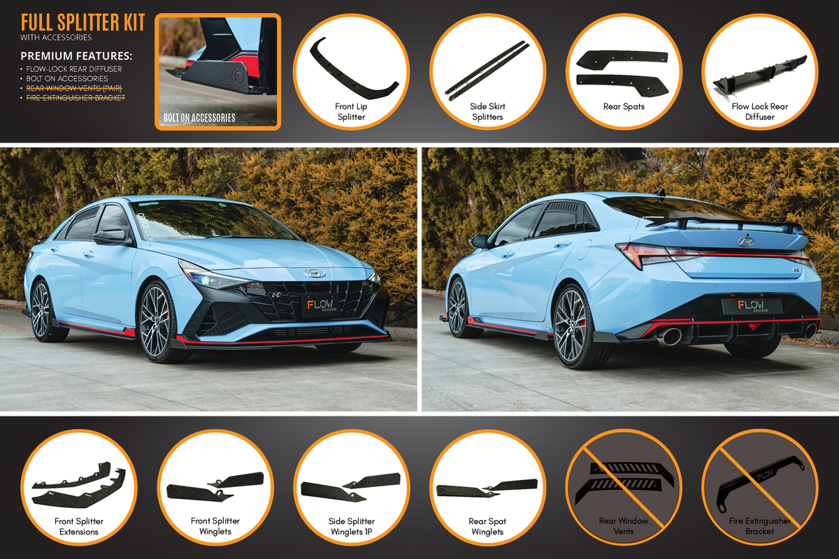 CN7 i30N Sedan 2021-2023 Full Lip Splitter Set