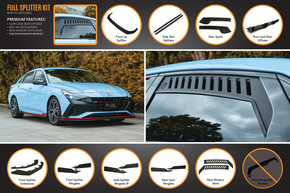 CN7 i30N Sedan 2021-2023 Full Lip Splitter Set