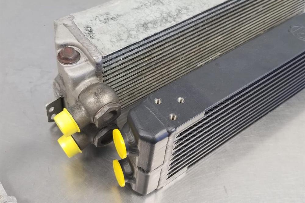 CSF Universal Dual-Pass Oil Cooler w/ Direct Fitment for Porsche 911 center front oil cooler (RS Style) - M22 x 1.5 connec...