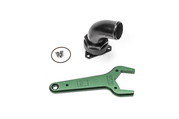 FCST-X 3-BOLT REMOTE MOUNT FILL NECK, 24AN ELBOW, 1.5IN BARB