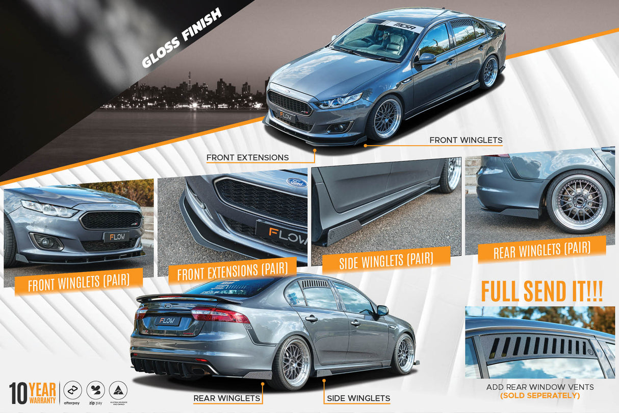 Falcon FGX Full Lip Splitter Set (GLOSS BLACK) - ModsDirect