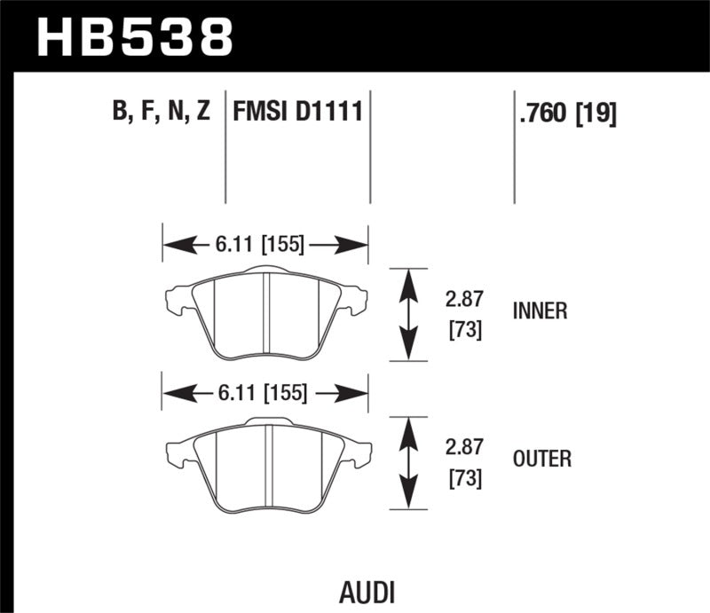 HAWK | Ceramic Front Brake Pads (6 Piston Brembo) - ModsDirect