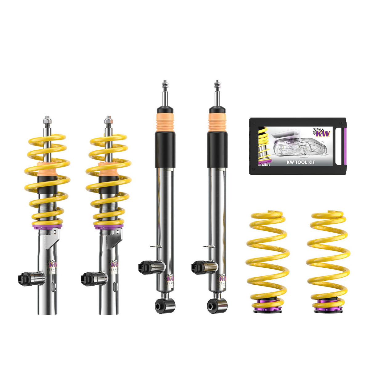 KW DDC - Plug & Play coilovers inox VW Golf VIII st. wagon 4WD incl. R - ModsDirect