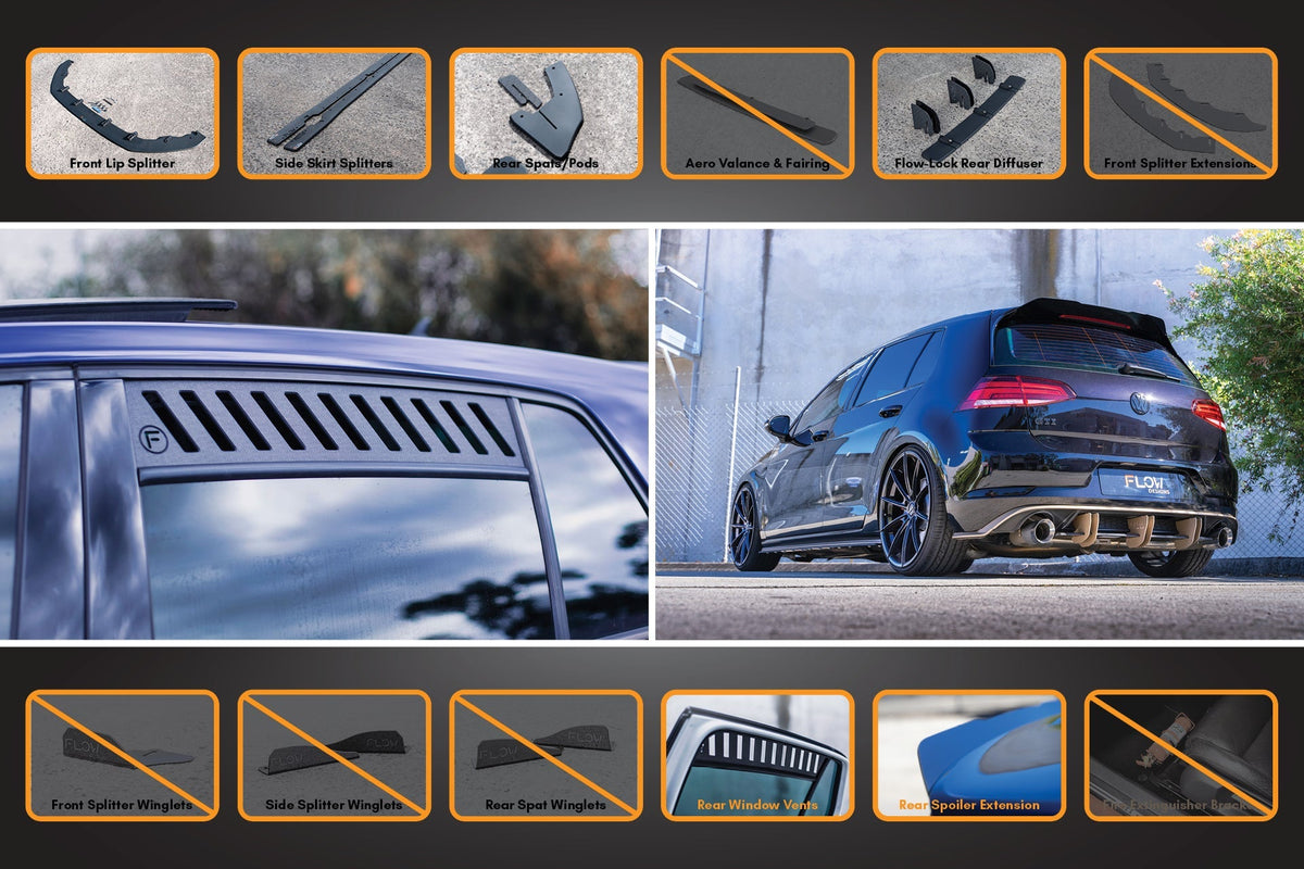 MK7.5 Golf GTI Full Lip Splitter Set with Flow-Lock Rear Diffuser