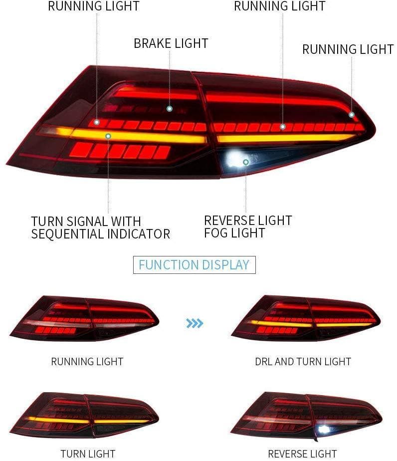 Vland | MK7.5 R Style Tail Lights (Sequential Indicators) - ModsDirect