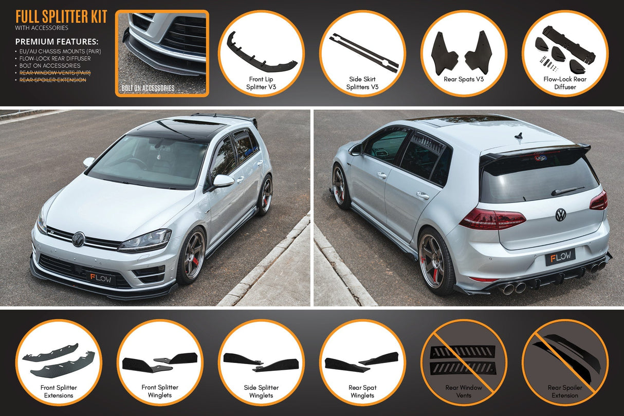 MK7 Golf R (EU/AU) Full Lip Splitter Set - ModsDirect