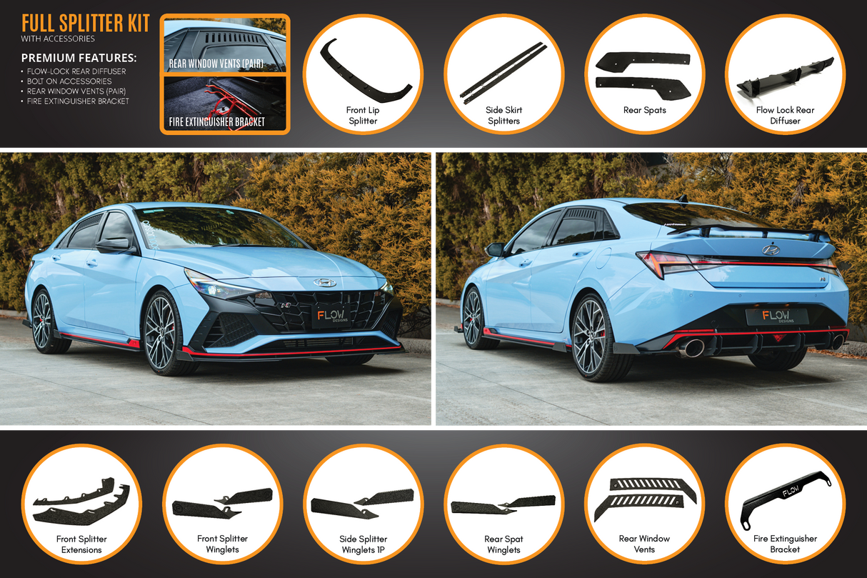 CN7 i30N Sedan 2021-2023 Full Lip Splitter Set
