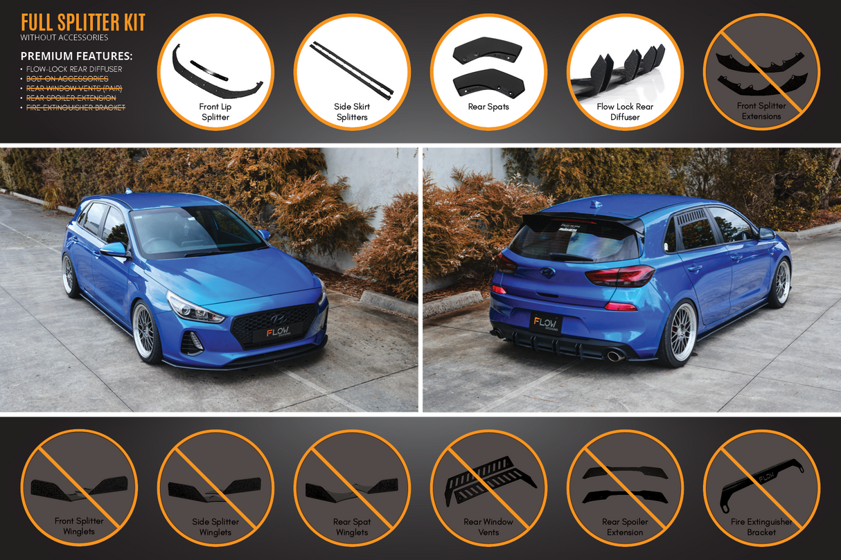 i30 SR Hatch (2017-2018) Full Lip Splitter Set