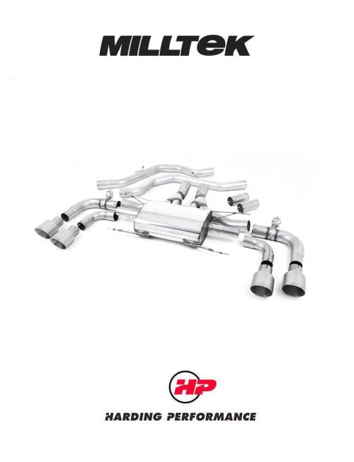 MILLTEK Front Pipe-back – Alfa Romeo Giulia Quadrifoglio 2.9 V6 Bi-Turbo - Non-Resonated - Gt 100 Titantium Trims