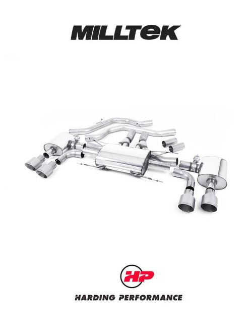 MILLTEK Front Pipe-back – Alfa Romeo Giulia Quadrifoglio 2.9 V6 Bi-Turbo - Resonated - ECE Approved - Gt 100 Titantium Trims