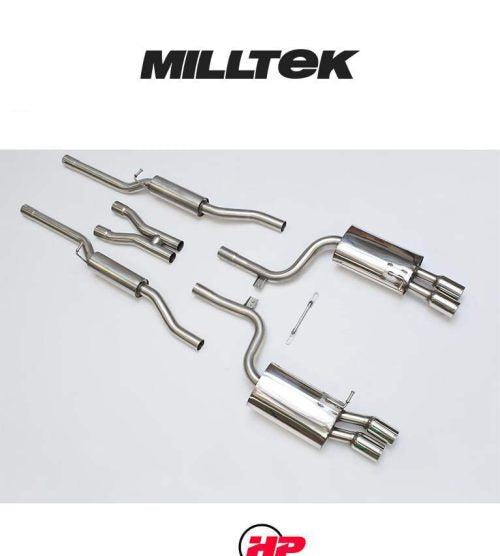 MILLTEK Cat Back Audi S4 4.2 V8 Quattro B7 Saloon Avant Cabriolet Quad 76.2mm - Resonated