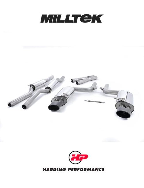 MILLTEK Audi RS4 B7 Cat Back Exhaust 4.2 V8 Saloon Avant and Cabriolet - Resonated - Black Oval Trims - Non-Valved