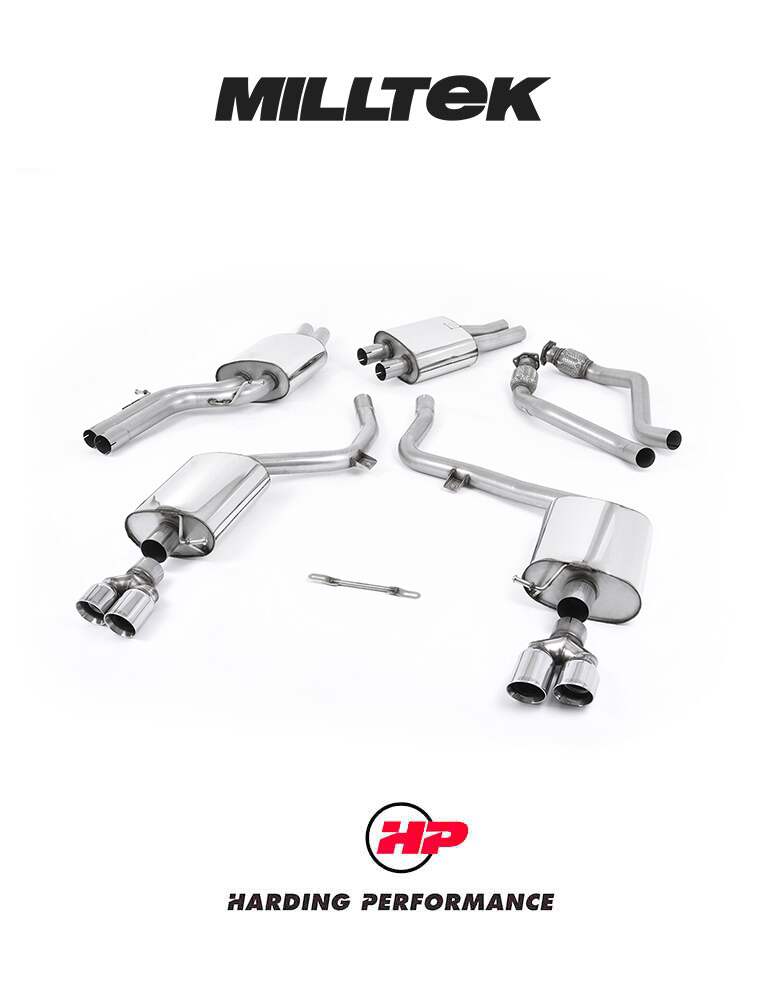 MILLTEK Cat Back Audi S4 3.0 TFSI B8 Quad - EC-approved - Quad - Cerakote Black