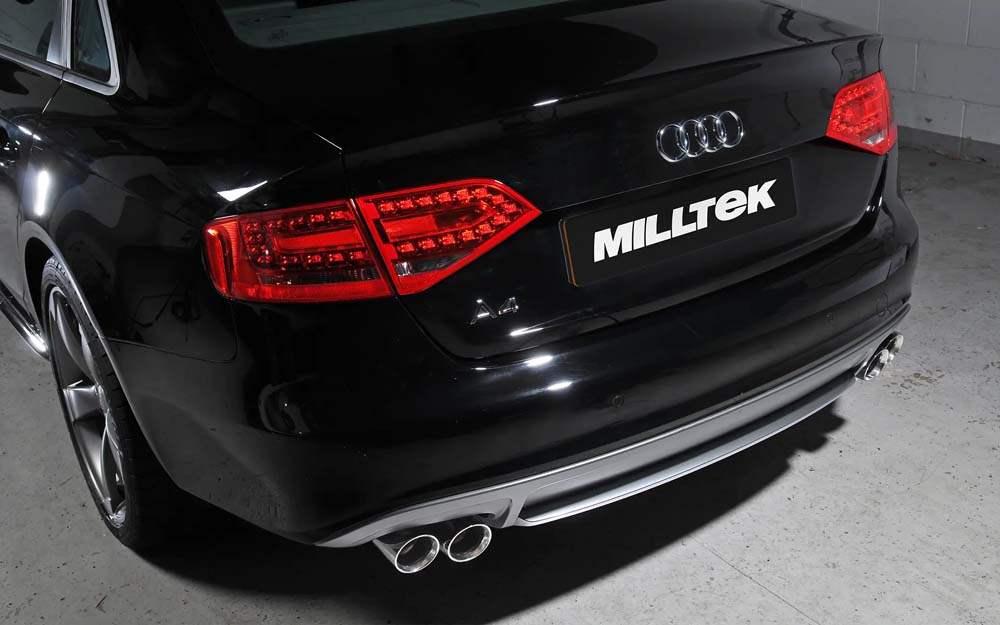 MILLTEK Cat Back Audi A4 2.0 TDI B8 S Line Models Only Quad Outlet Requires S4 3.0T Lower Spoiler And Detailing Strip - SSXAU664 - Cerakote black