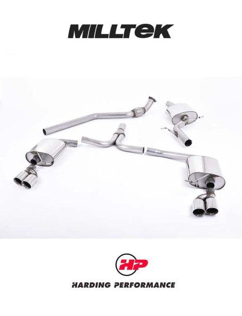 MILLTEK Cat-back – Audi A4 B8 2.0 TFSI Tiptronic - Resonated / EC-approved - Quad Outlet - Polished