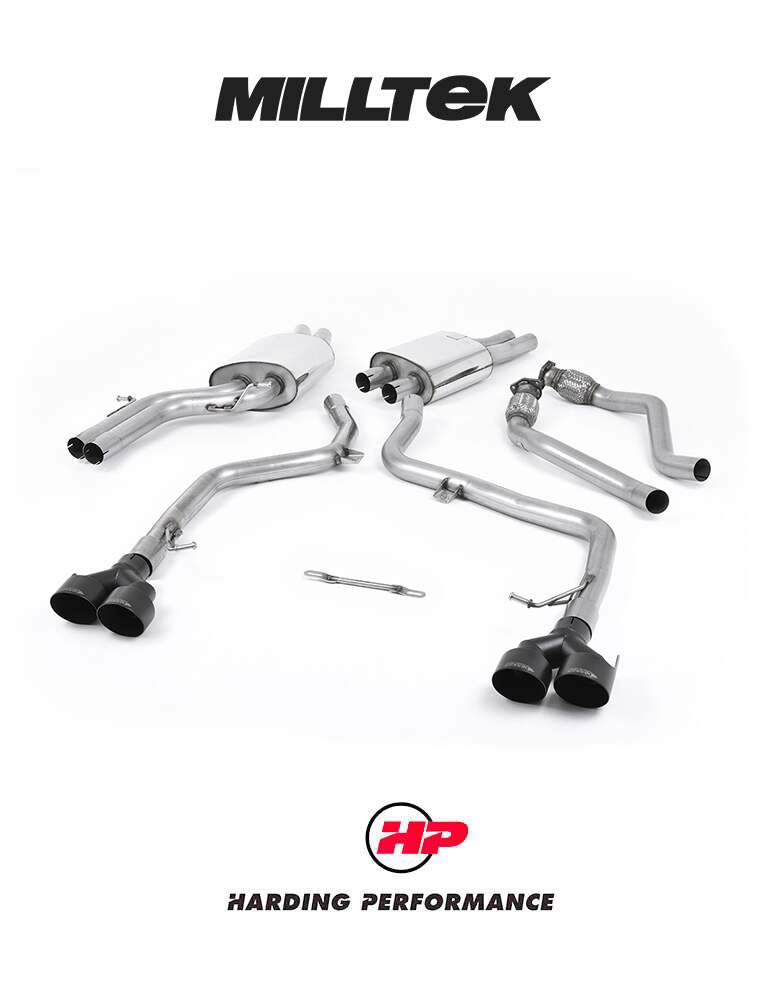 MILLTEK Cat-back – Audi S5 B8.5 3.0 TFSI - Non-resonated / Race - Polished