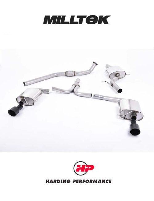 MILLTEK Cat-back – Audi A4 B8 2.0 TFSI Tiptronic - Resonated / EC-approved - Dual Outlet - Cerakote Black