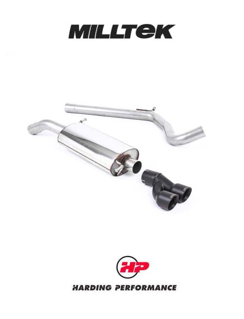 MILLTEK Cat-back – Audi A1 1.4 TFSI / VW Polo GTI 1.4 TSI - Non-resonated - A1 150/185PS / Polo GTI - Cerakote Black Tips
