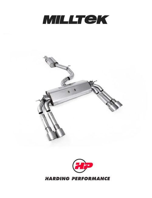 MILLTEK Cat-back – Audi S3 8V/8V.2 Saloon & Cabriolet - Resonated - Valved - Quad Round Titanium Tips