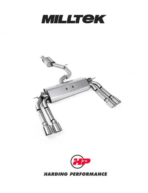 MILLTEK Cat-back – Audi S3 8V/8V.2 Saloon & Cabriolet - Resonated - Valved - Quad Oval Polished Tips