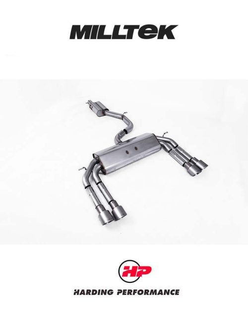 MILLTEK Cat-back – Audi S3 8V/8V.2 Saloon & Cabriolet - Resonated - Non-Valved - Quad Round Titanium Tips