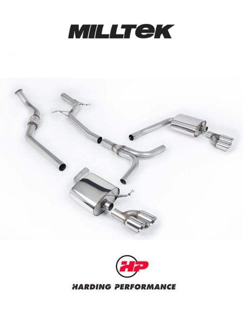 MILLTEK Cat-back – Audi A4 B8 2.0 TFSI Tiptronic - Non-resonated - Quad Outlet - Polished