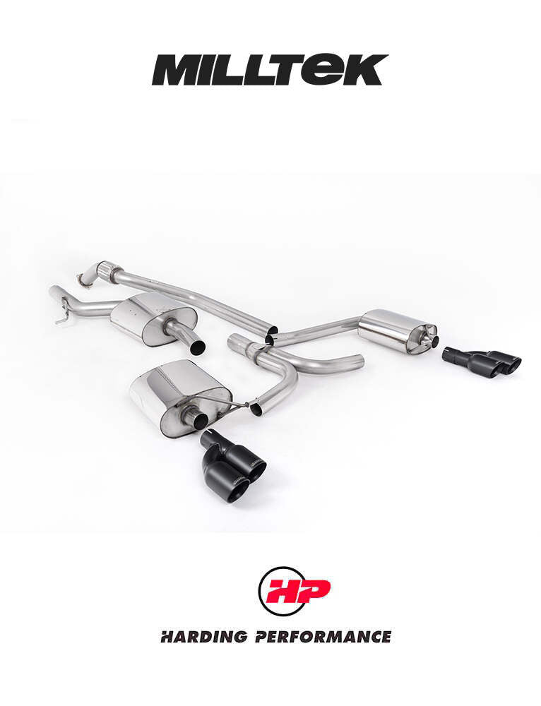 MILLTEK Cat-back – Audi A5 2.0 TFSI Cabriolet, Coupe & Sportback, Quad Outlet, Cerakote Black Tips
