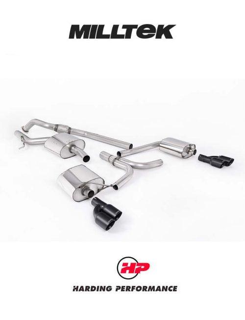 MILLTEK Cat-back – Audi A4 B8 2.0 TFSI Tiptronic - Resonated / EC-approved - Quad Outlet - Cerakote Black