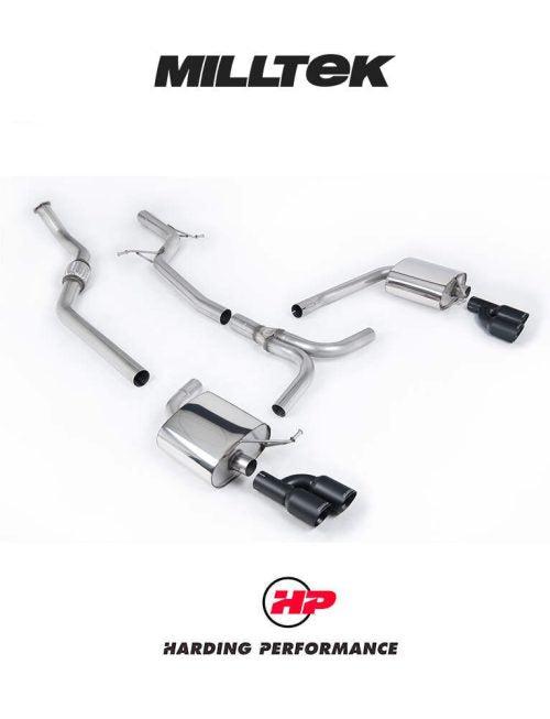 MILLTEK Cat-back – Audi A4 B8 2.0 TFSI Tiptronic - Non-resonated - Quad Outlet - Cerakote Black