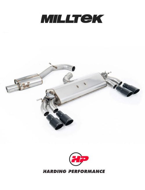 MILLTEK Cat-back – Audi S3 Sportback 8V/8V.2 - Semi-Resonated - Valved - Quad Oval Cerakote Black Tips