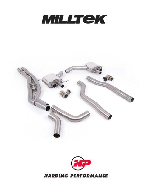 MILLTEK Cat Back System (Twin 80mm) Audi RS6/RS7 C8 4.0 V8 bi-Turbo in Performance Edition - Non-Resonated - Polished Oval Trims - Requires OE system to be Cut