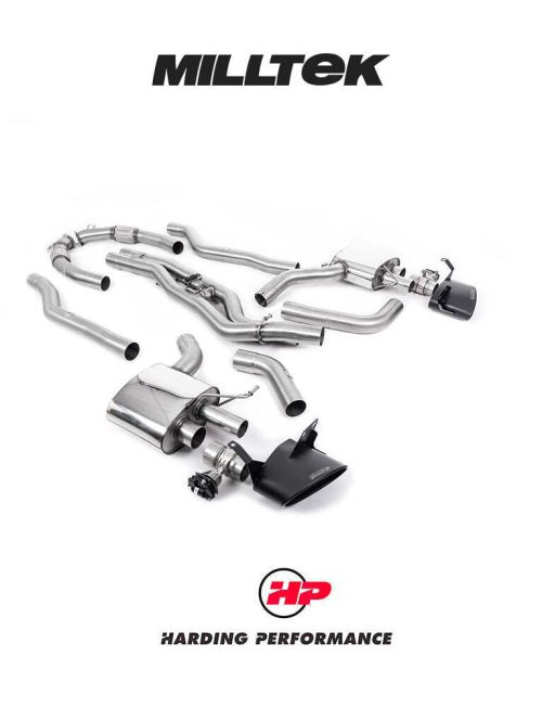 MILLTEK Cat Back System (Twin 80mm) Audi RS6/RS7 C8 4.0 V8 bi-Turbo in Performance Edition - Non-Resonated - Cerakote Black Oval Trims - Does not requires cutting of the OE system