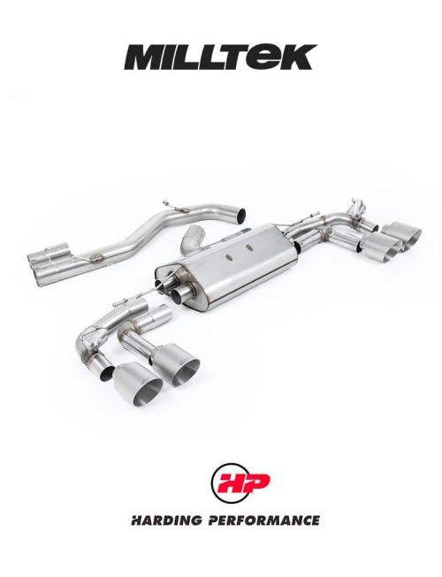 MILLTEK 80mm Particulate Filter-back Audi S3 8Y Sportback - Non-resonated (louder) - Titanium 115 GT Trims