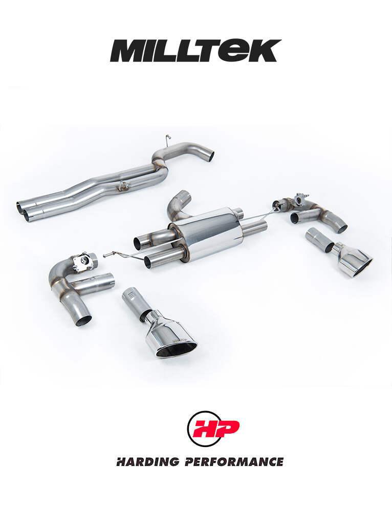 MILLTEK 80mm Cat Back RS3 Sedan (8V MQB – Facelift Only) - Resonated (EC Approved) - Burnt Titanium Trims