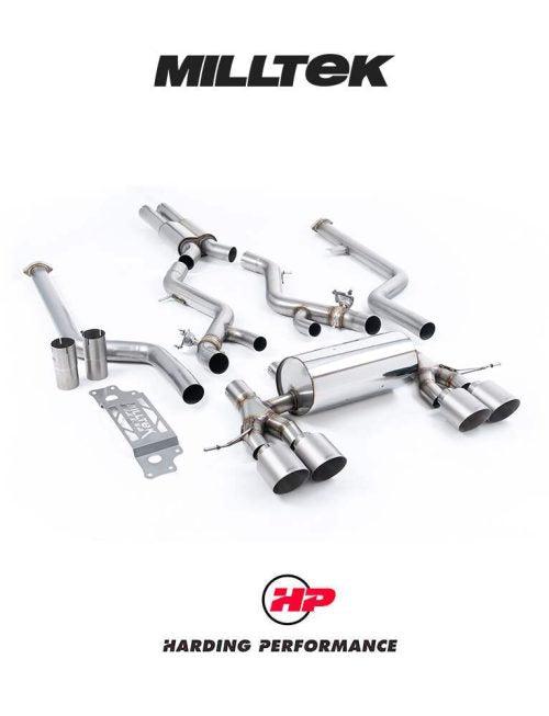 MILLTEK BMW M2 G87 Cat Back Exhaust - Resonated - GT-115 Brushed Titanium Trims