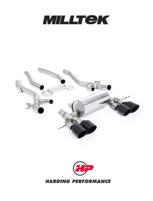 MILLTEK Exhaust System BMW 3/4 Series G80/G81/G82 M3/M4 & M3/M4 Competition S58 3.0 Turbo - Secondary Cat Back - GT-115 Cerakote Black Trims