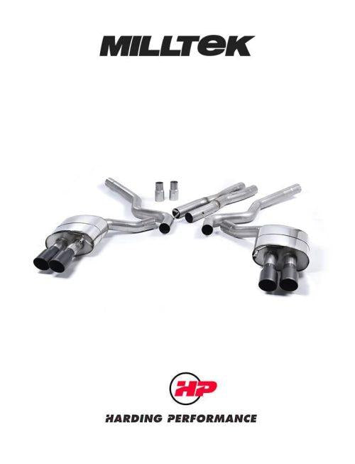 MILLTEK Cat-back – Ford Mustang V8 GT - Non-resonated - Quad GT-90 / Roush Rear Valance - Black