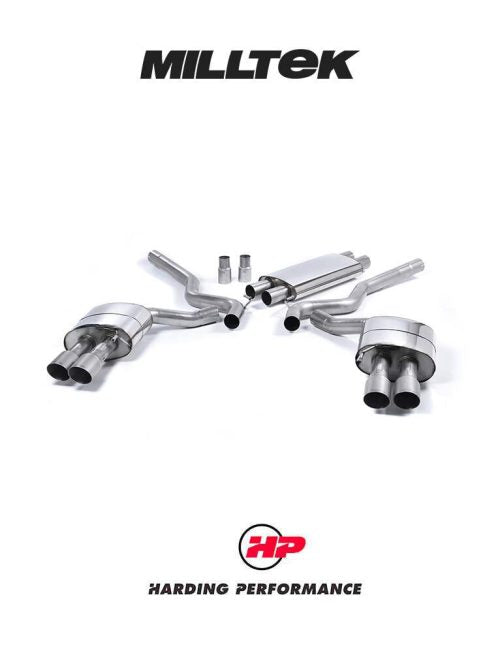 MILLTEK Cat-back – Ford Mustang V8 GT - Resonated - Quad GT-90 / Roush Rear Valance - Titanium